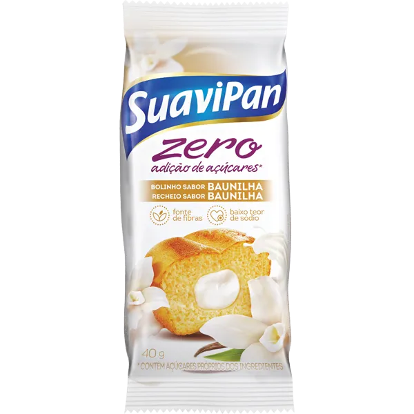 Bolinho Zero Açúcar BAUNILHA/BAUNILHA Display 12X40G Suavipan