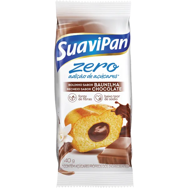 Bolinho Zero Açúcar BAUNILHA/CHOCOLATE Display 12X40G Suavipan
