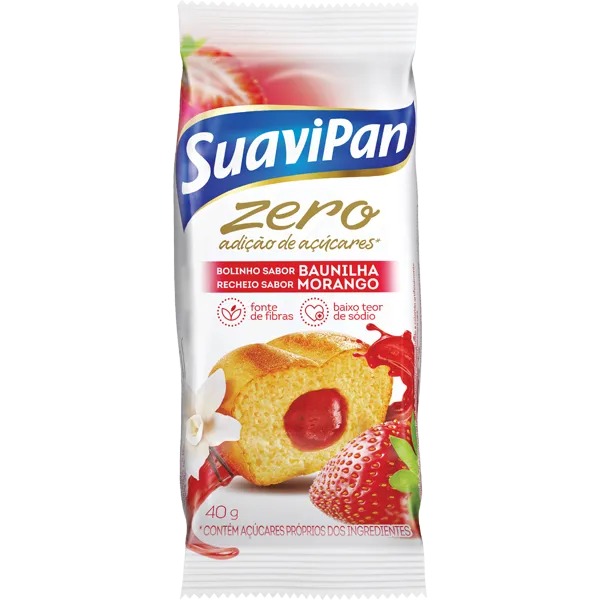 Bolinho Zero Açúcar BAUNILHA/MORANGO Display 12X40G Suavipan