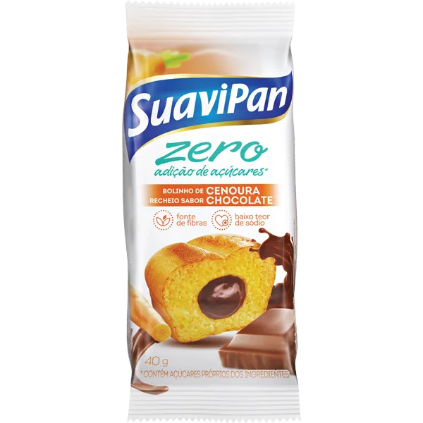 Bolinho Zero Açúcar CENOURA/CHOCOLATE Display 12X40G Suavipan