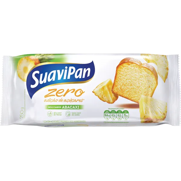 Bolo Zero Açúcar Sabor Abacaxi 250g Suavipan