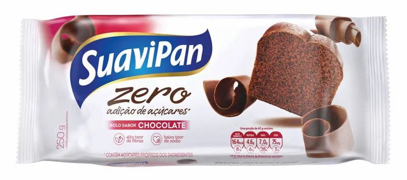 Bolo Zero Açúcar Sabor Chocolate 250g Suavipan