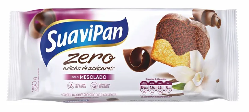 Bolo Zero Açúcar Sabor Mesclado 250g Suavipan