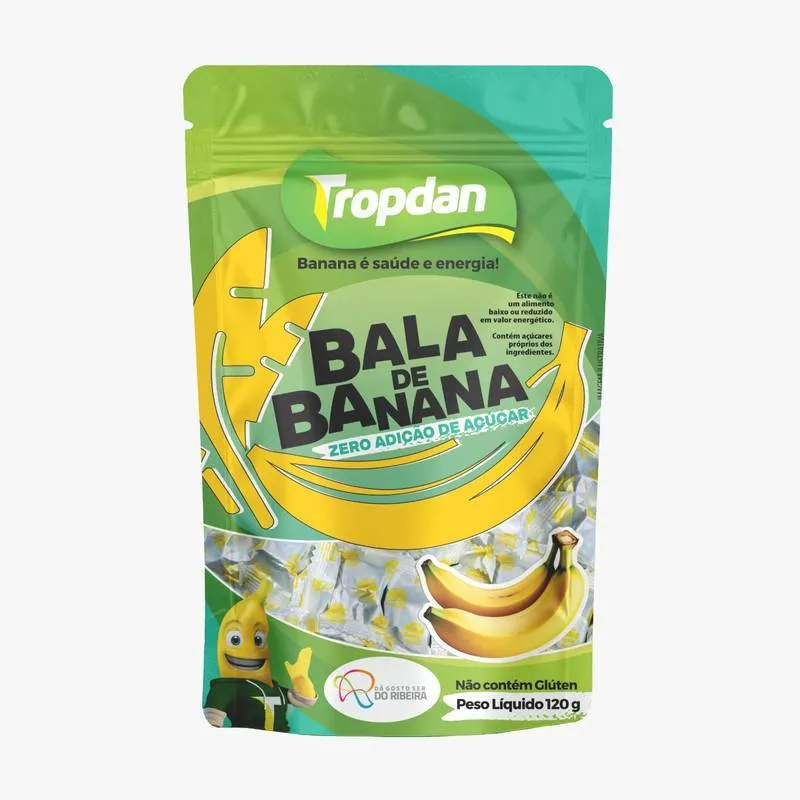 BALA DE BANANA ZERO AÇUCAR TROPDAN 120G
