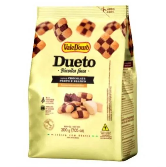 Biscoito Fino Dueto Chocolate Branco e Preto Sem Glúten 200g ValeD'ouro