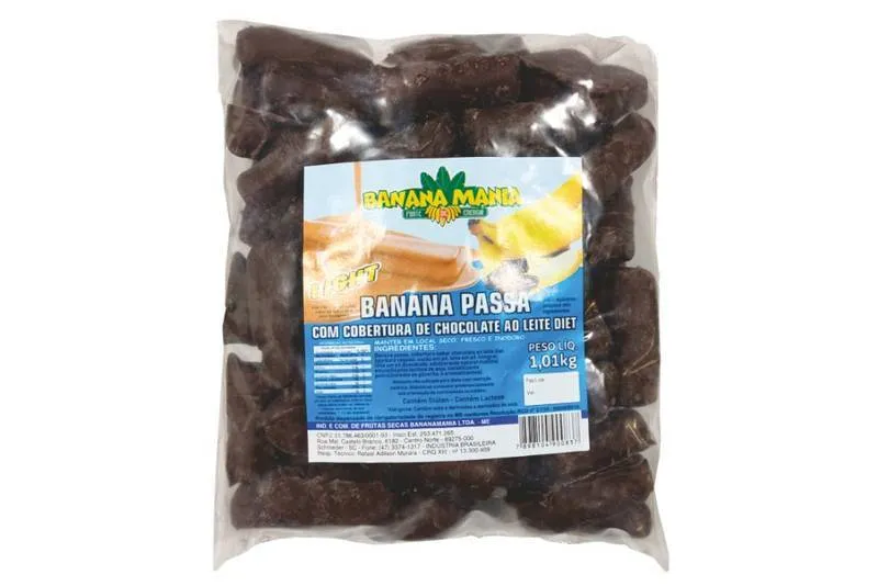 Banana Passa Com Cobertura de Chocolate Ao Leite Light 1,01KG