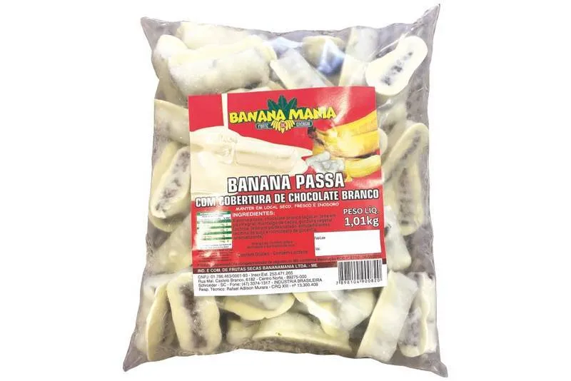 Banana Passa Com Cobertura de Chocolate Branco 1,01KG