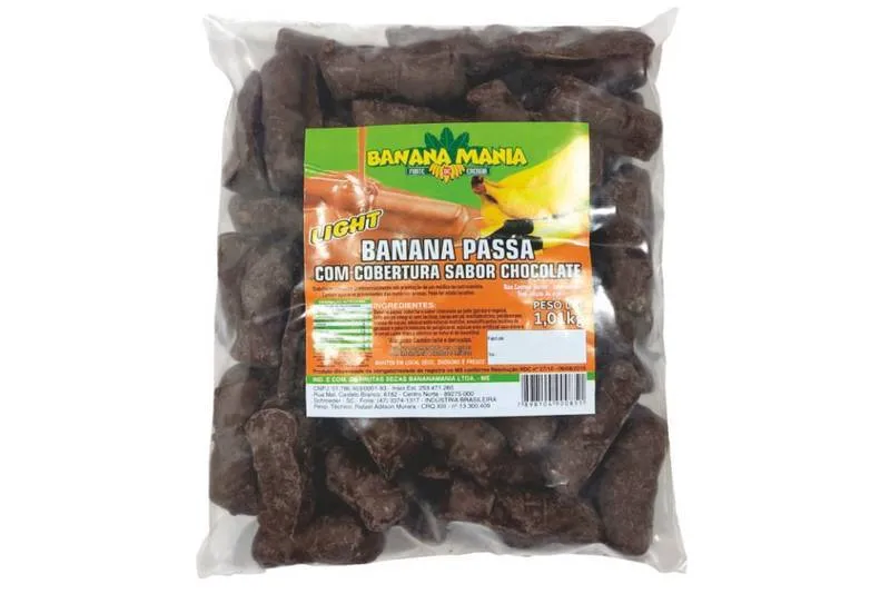 Banana Passa Com Cobertura de Chocolate Sem Lactose – Light 1,01KG
