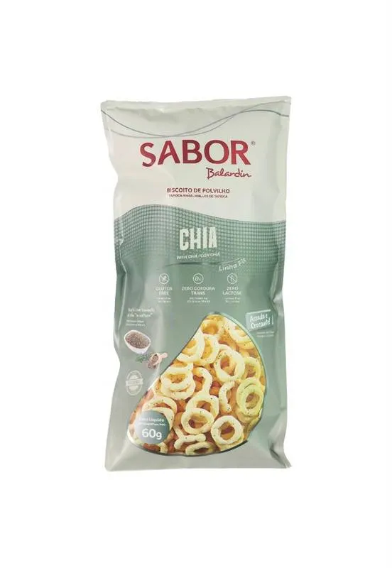 Biscoito Polvilho Chia Sem Gluten e Lactose 60g Balardin