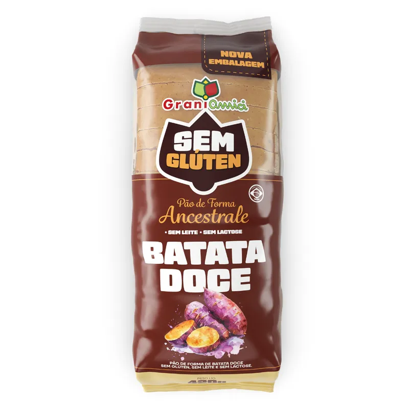 Pão de Forma Ancestrale Batata Doce S/ Glúten e S/ Lactose 420g Grani Amici