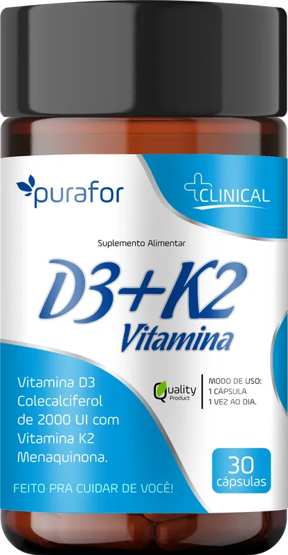 Vitamina D3 + K2 30Caps Purafor