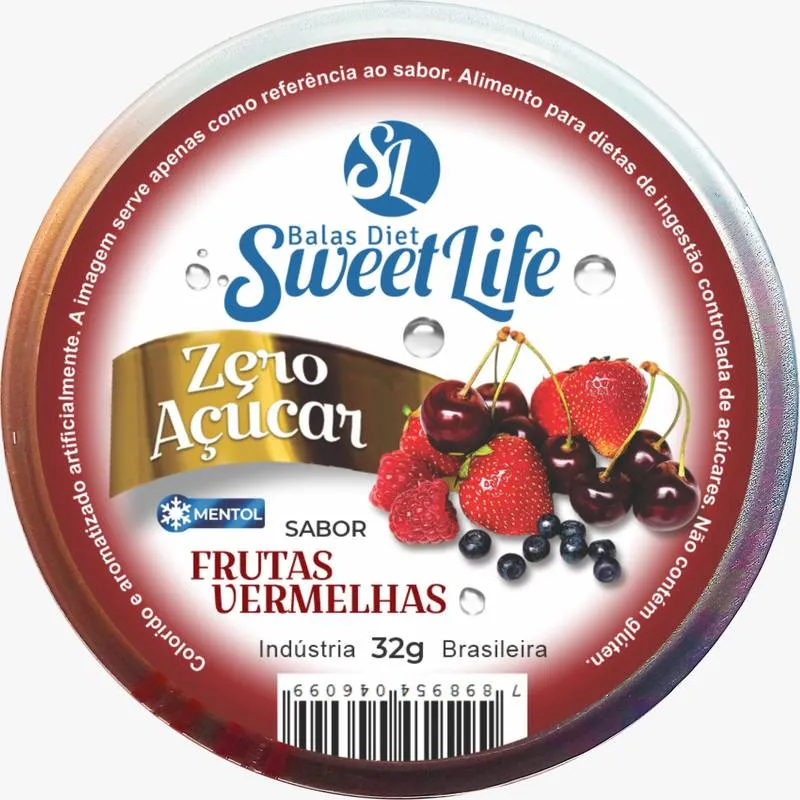 Bala Diet Frutas Vermelhas Lata 32g Sweet Life