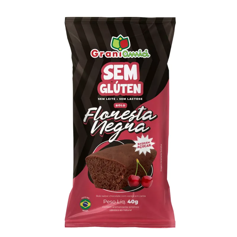 Minibolo Floresta Negra S/ Glúten S/ Lactose e Baixo Açúcar 40g Grani Amici