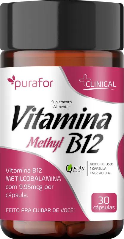 Vitamina B12 Methyl 500mg (1 ao dia) 30caps Purafor