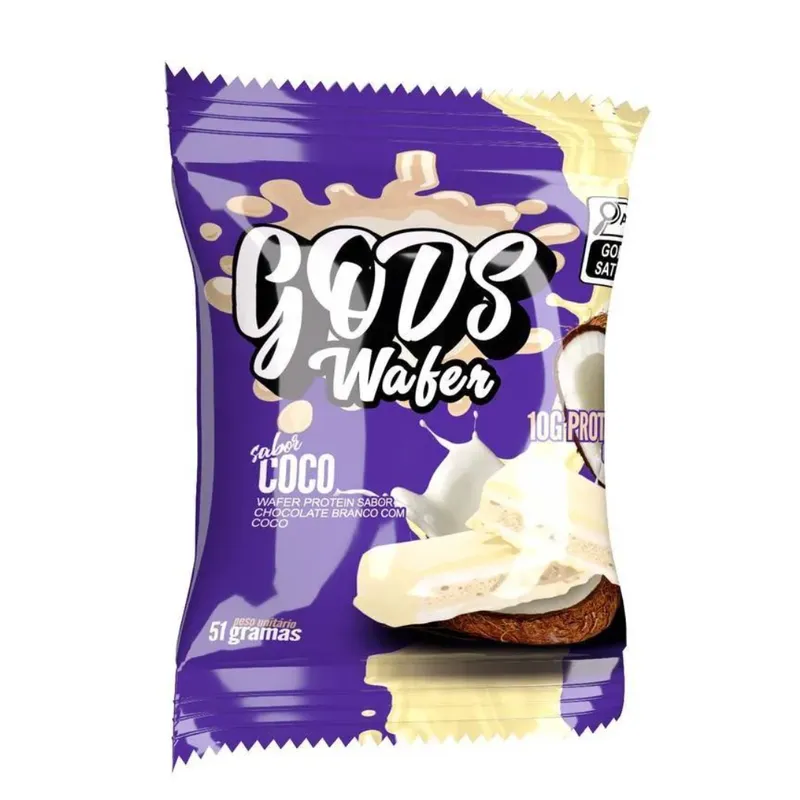 Gods Wafer Coco Zero Açúcar e Corantes 10g de Proteína 51g Canibal Inc