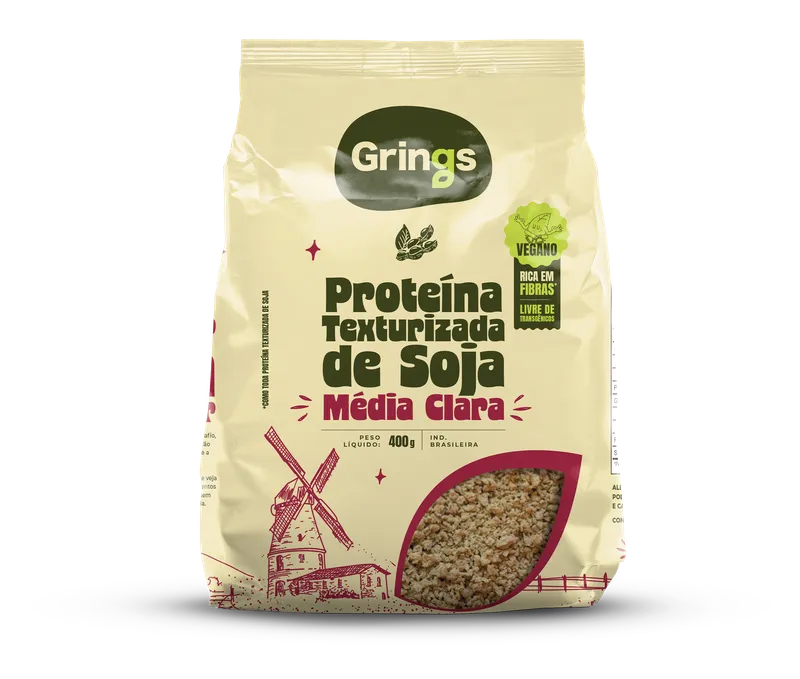 Proteína Texturizada de Soja Média Clara Livre de Transgênicos 400g Grings