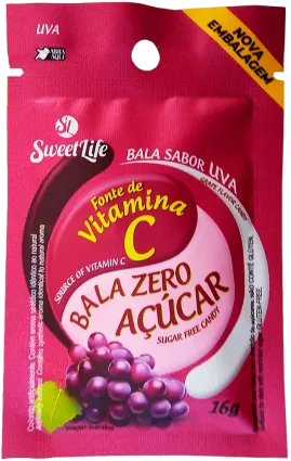 Bala Zero Açúcar Vit C Uva Sachê Abre Fácil 16g Sweet Life