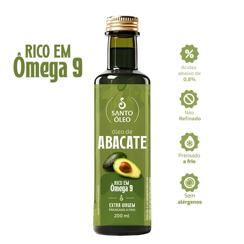 Oleo de Abacate Extravirgem Prensado a Frio 200ml Santo Óleo