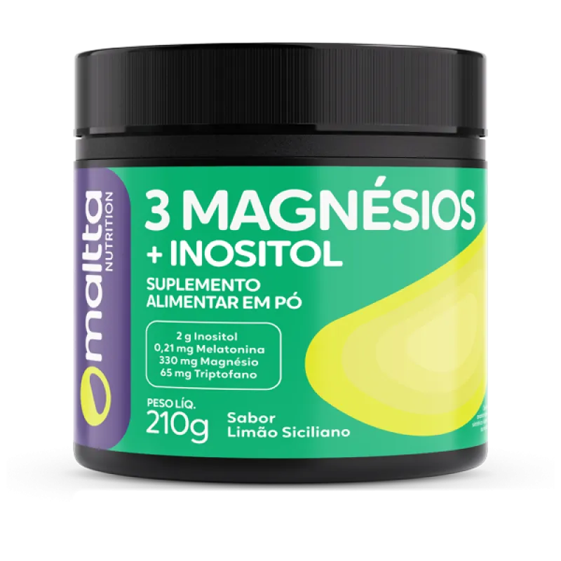 3 Magnésios + Inositol (Melatonina e Triptofano) 210g Maltta