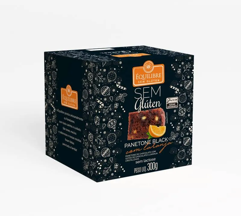 Panetone Black c Laranja s/ Glúten e Lactose 300G ÉQUILIBRE