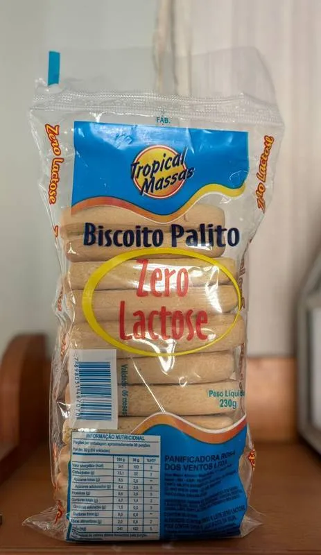 Bolacha Palito Zero Lactose Tropical Massas 230g