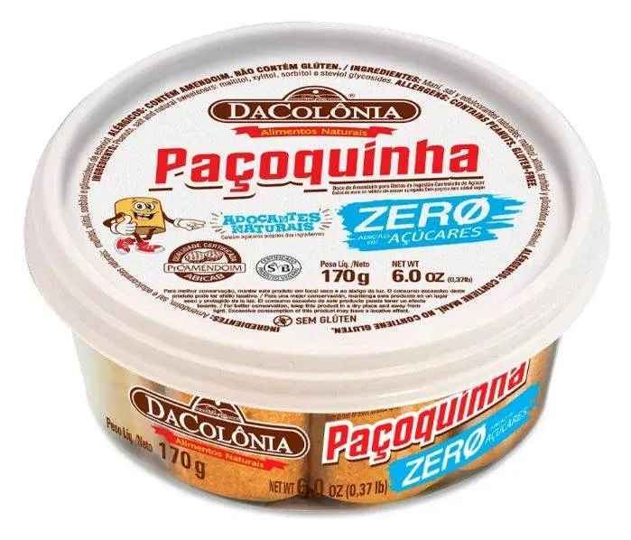 Paçoca Rolha Light Zero Açúcar 170g DaColônia