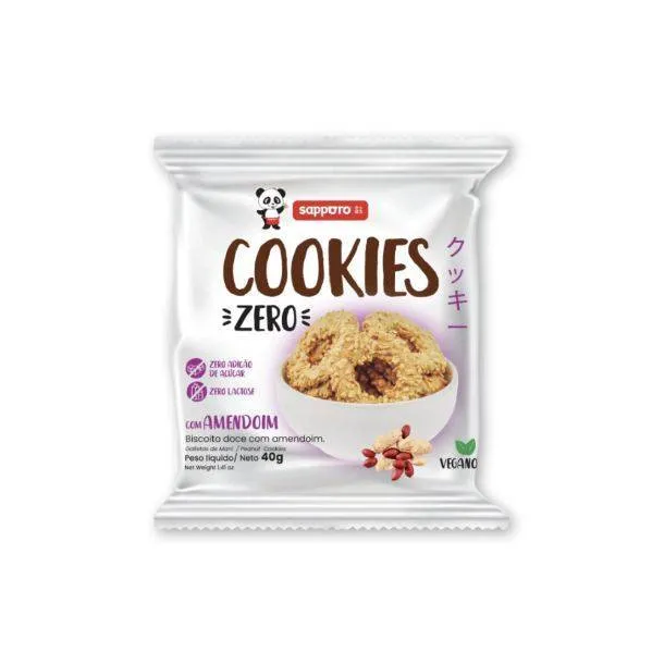 MINI COOKIES AMENDOIM ZERO AÇUCAR 40G SAPPORO